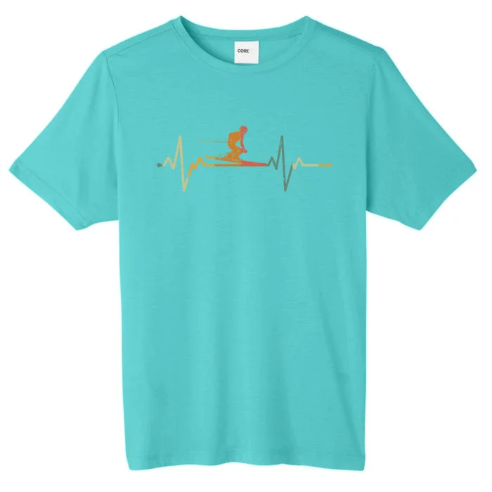 Vintage Skier Gift Heartbeat Skiing Ski Cute Gift ChromaSoft Performance T-Shirt