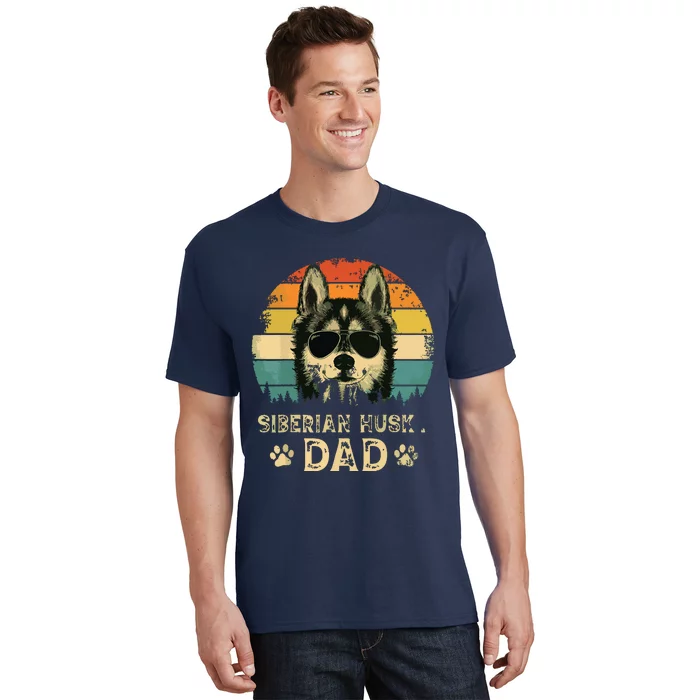 Vintage Siberian Husky Dad Dog Lovers Fathers Day Tee T-Shirt