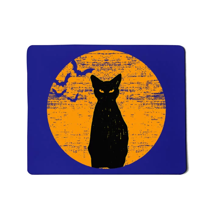 Vintage Scary Halloween Black Cat Costume Retro Moon Cat Mom Mousepad