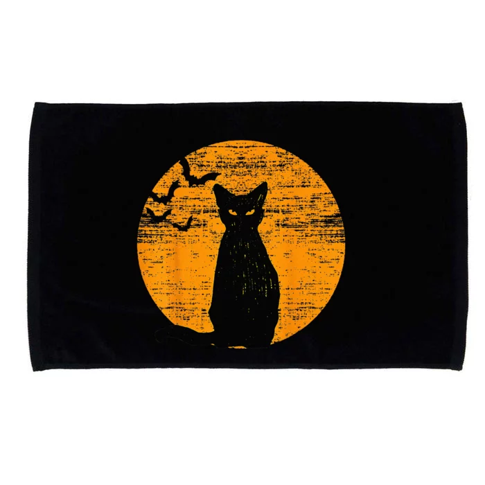 Vintage Scary Halloween Black Cat Costume Retro Moon Cat Mom Microfiber Hand Towel