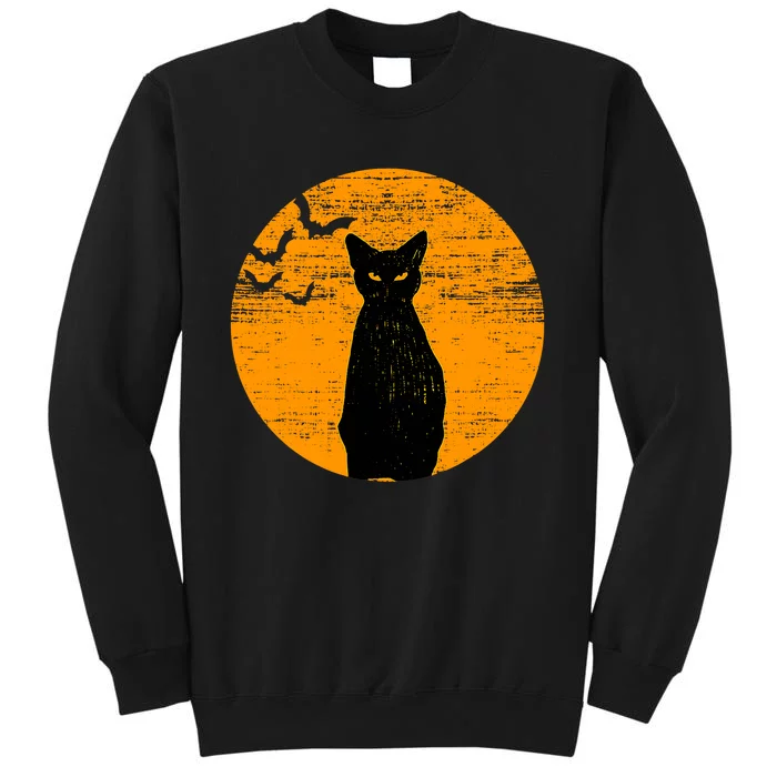 Vintage Scary Halloween Black Cat Costume Retro Moon Cat Sweatshirt