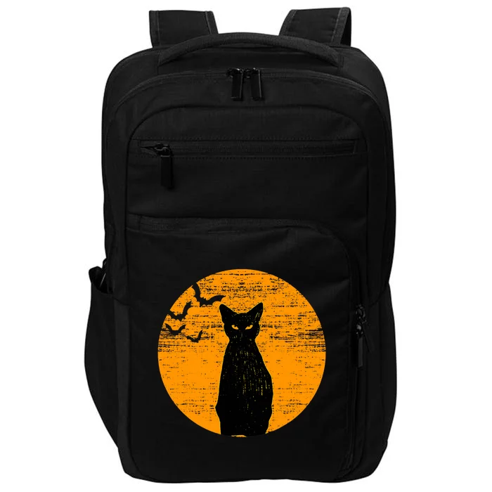 Vintage Scary Halloween Black Cat Costume Retro Moon Cat Impact Tech Backpack