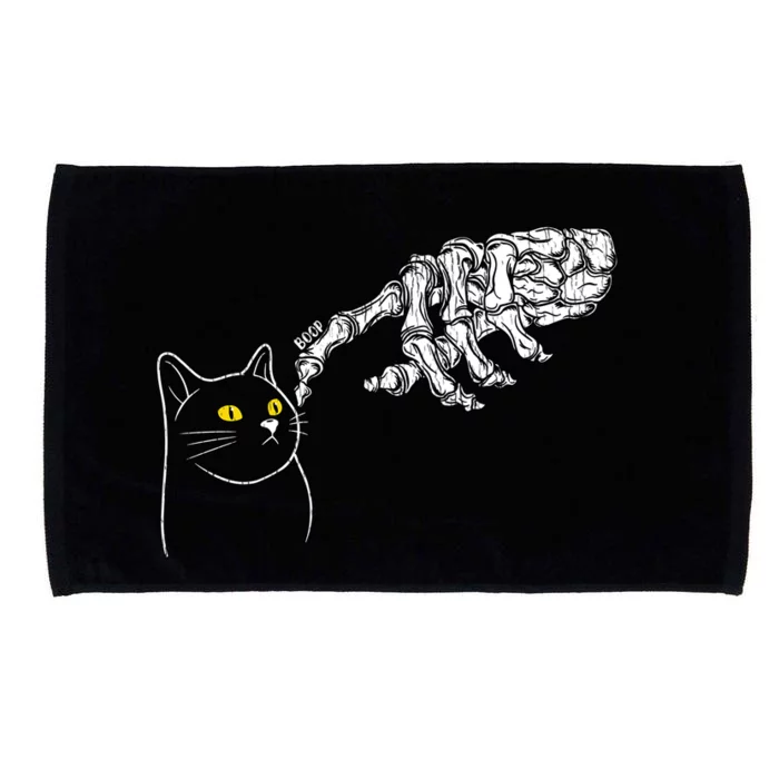 Vintage Skeleton Hand Boop Black Cat Mom Dad Kitty Halloween Great Gift Microfiber Hand Towel