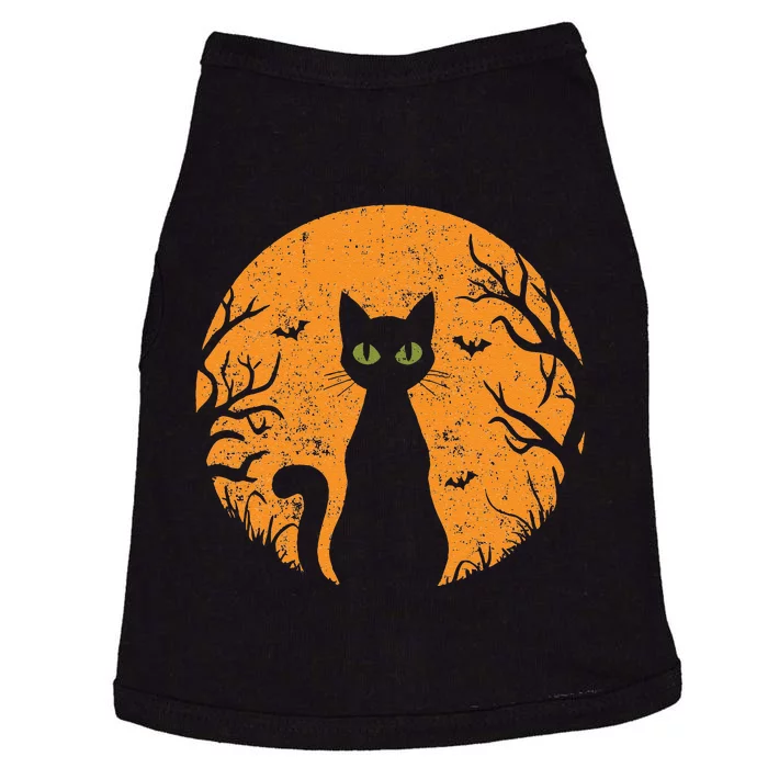 Vintage Scary Halloween Cat Costume Retro Cat Moon Gift Doggie Tank