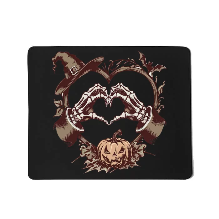 Vintage Skeleton Hand Heart Costume Funny For Halloween 2024 Mousepad