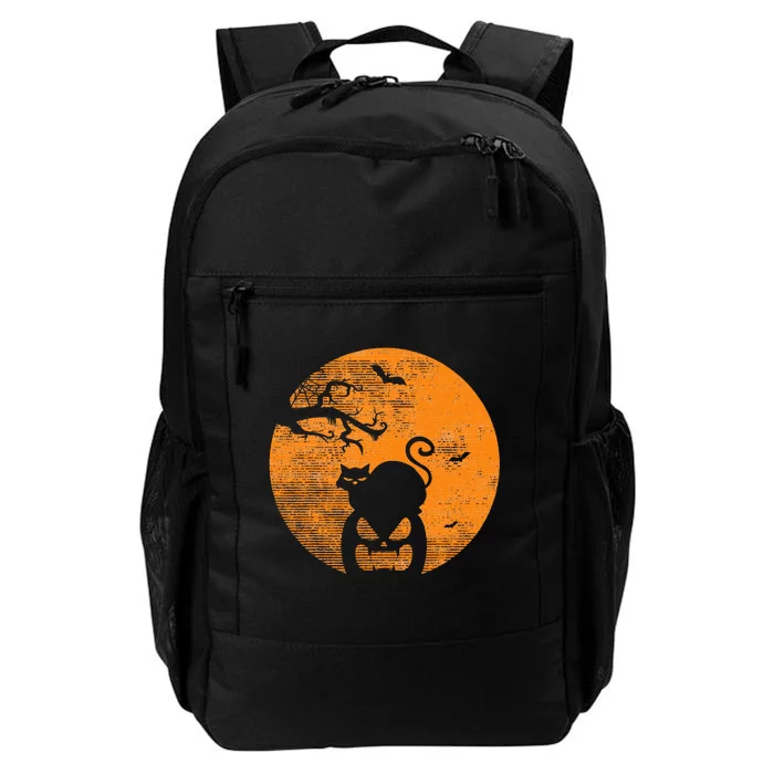 Vintage Scary Halloween Pumpkin Cat Costume Retro Cat Moon Daily Commute Backpack