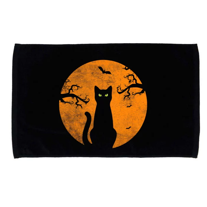 Vintage Scary Halloween Cat Costume Retro Cat Moon Microfiber Hand Towel