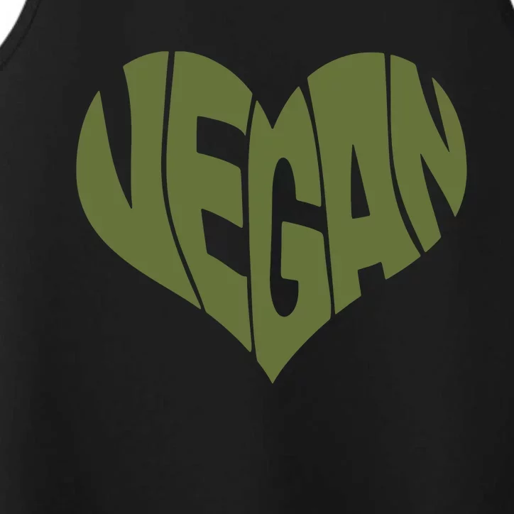 Vegan Saying Heart Shape Design Promote Plant Based Diet Performance Tank