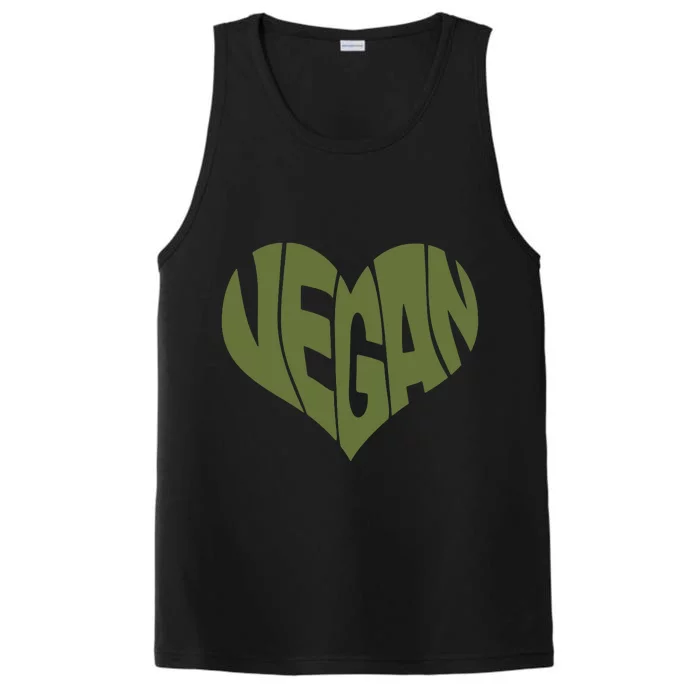 Vegan Saying Heart Shape Design Promote Plant Based Diet Performance Tank