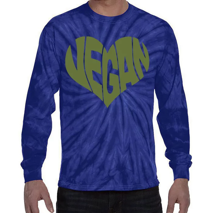 Vegan Saying Heart Shape Design Promote Plant Based Diet Tie-Dye Long Sleeve Shirt