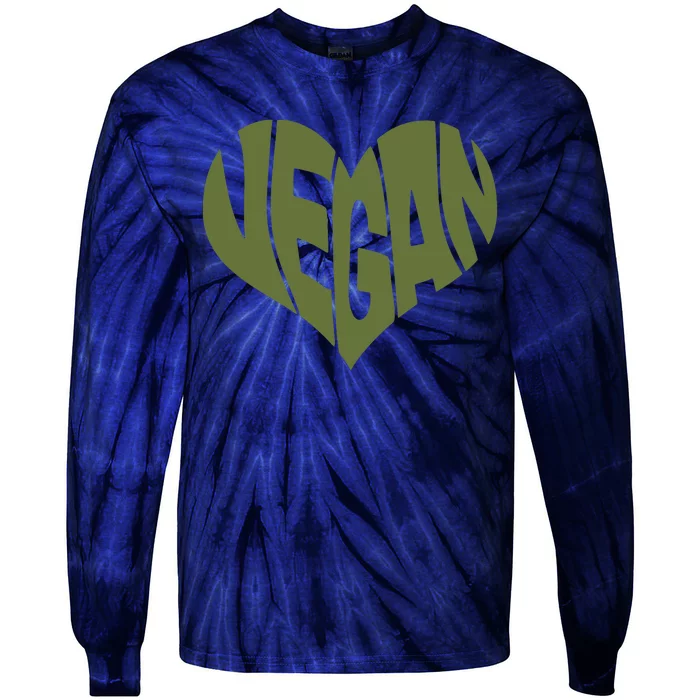 Vegan Saying Heart Shape Design Promote Plant Based Diet Tie-Dye Long Sleeve Shirt