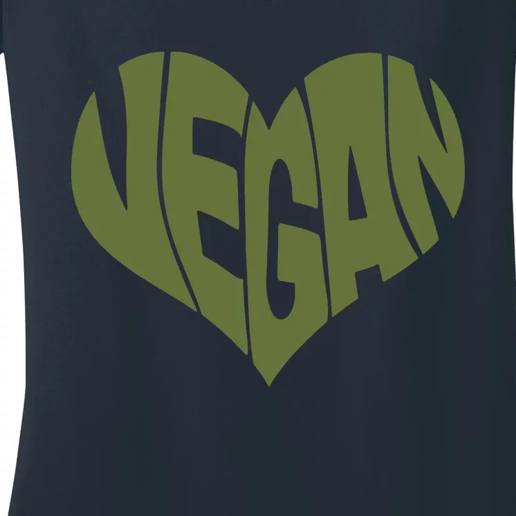 Vegan Saying Heart Shape Design Promote Plant Based Diet Women's V-Neck T-Shirt