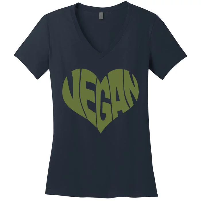 Vegan Saying Heart Shape Design Promote Plant Based Diet Women's V-Neck T-Shirt