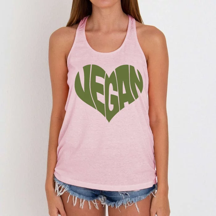 Vegan Saying Heart Shape Design Promote Plant Based Diet Women's Knotted Racerback Tank