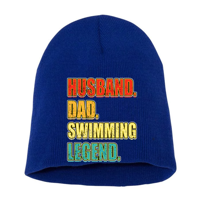 Vintage Swimming Husband Dad Swimming Legend FatherS Day Gift Short Acrylic Beanie