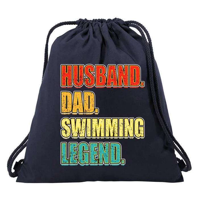 Vintage Swimming Husband Dad Swimming Legend FatherS Day Gift Drawstring Bag