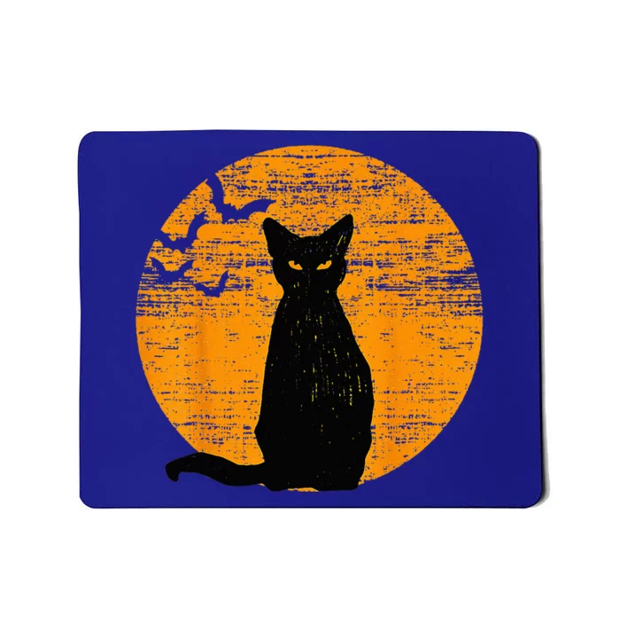 Vintage Scary Halloween Black Cat Costume Retro Moon Cat Mom Mousepad