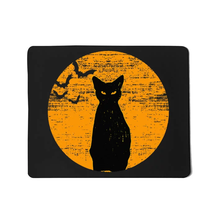 Vintage Scary Halloween Black Cat Costume Retro Moon Cat Mom Mousepad