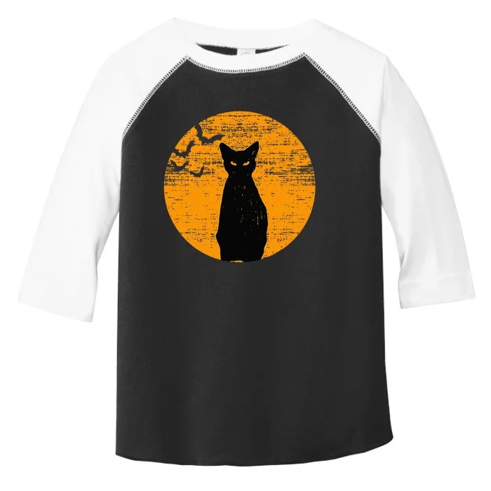 Vintage Scary Halloween Black Cat Costume Retro Moon Cat Mom Toddler Fine Jersey T-Shirt