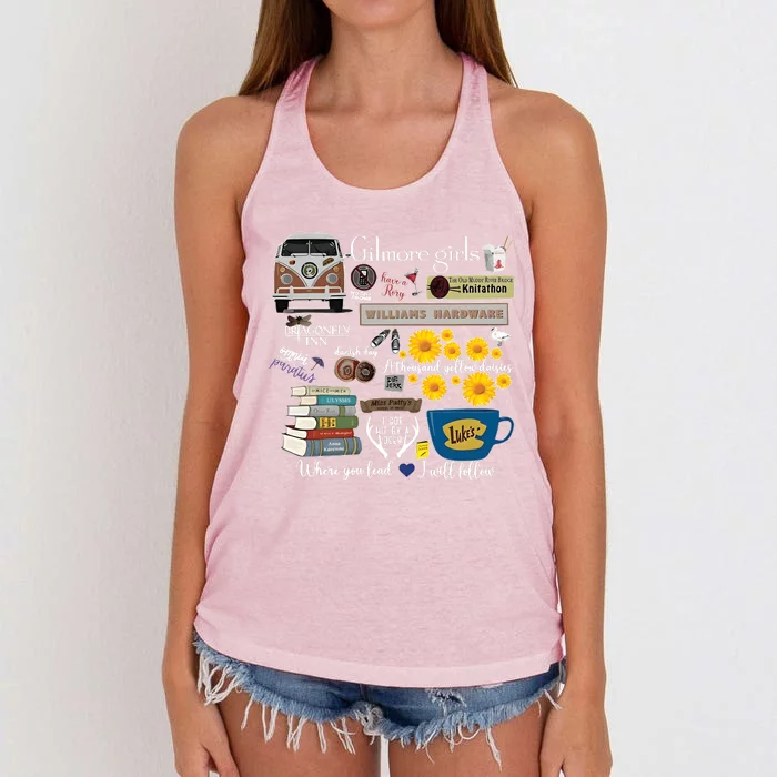 Vintage Stars Hollow Gilmore Coffee Women's Knotted Racerback Tank