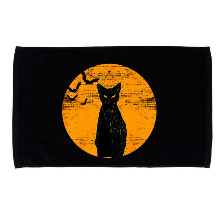 Vintage Scary Halloween Black Cat Costume Retro Moon Cat Mom Microfiber Hand Towel