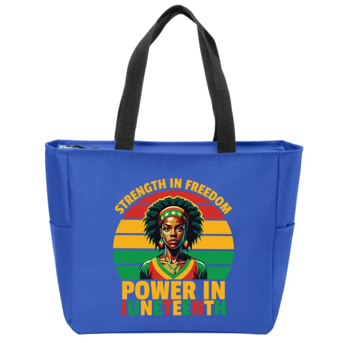 Vintage Strength In Freedom Power In Junenth Cute Gift Zip Tote Bag