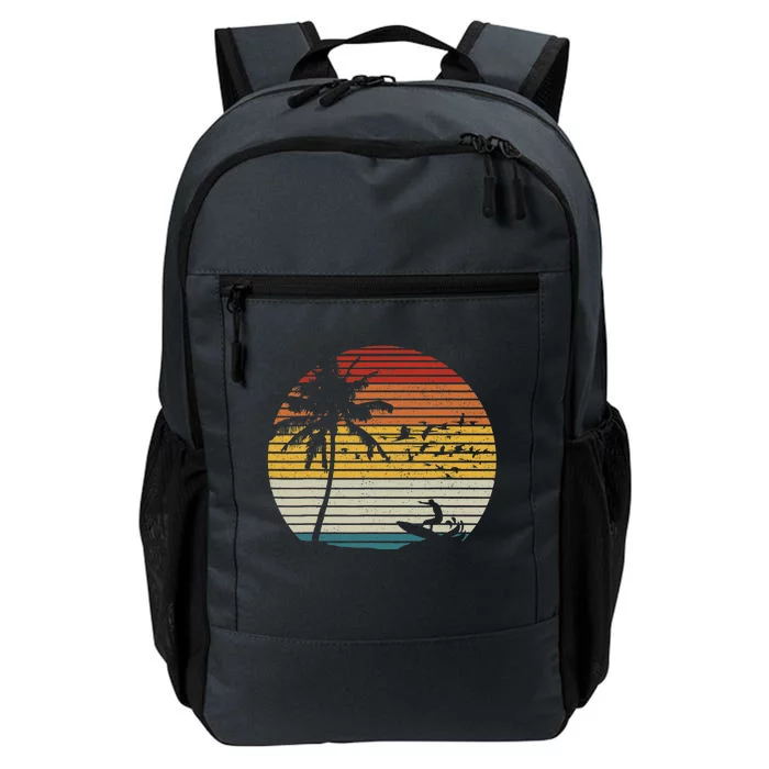 Vintage Surfer Island Sunset Retro Surfing Beach Surf Daily Commute Backpack