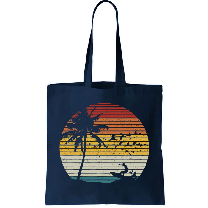 Vintage Surfer Island Sunset Retro Surfing Beach Surf Tote Bag