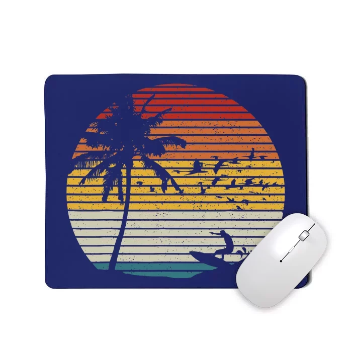 Vintage Surfer Island Sunset Retro Surfing Beach Surf Mousepad