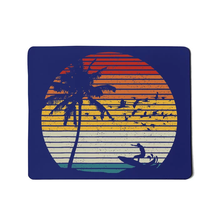 Vintage Surfer Island Sunset Retro Surfing Beach Surf Mousepad