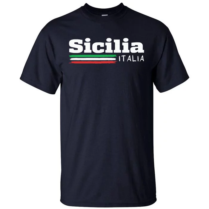 Vintage Sicilia Italia Sicily Italian Flag Italy Souvenir Tall T-Shirt