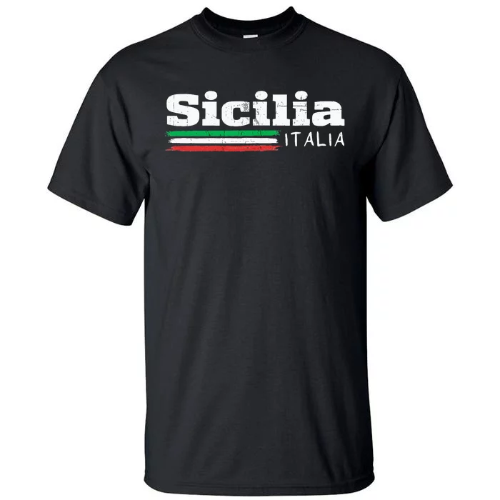 Vintage Sicilia Italia Sicily Italian Flag Italy Souvenir Tall T-Shirt