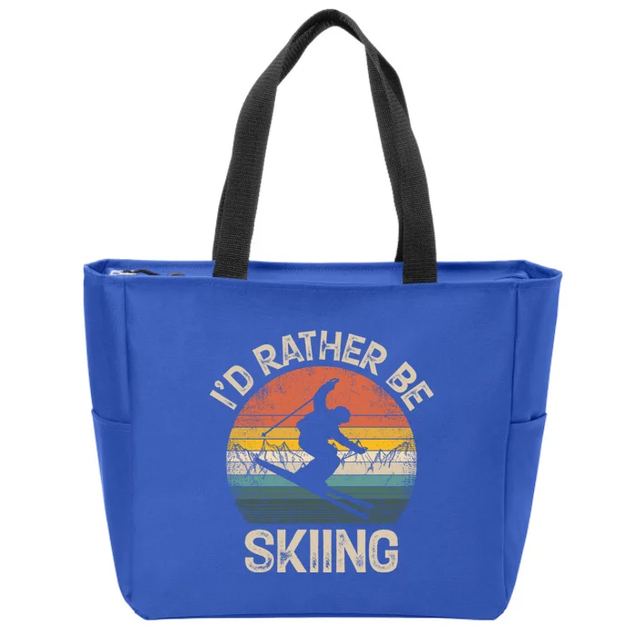 Vintage Ski – Id Rather Be Skiing Funny Skiers Gift Zip Tote Bag