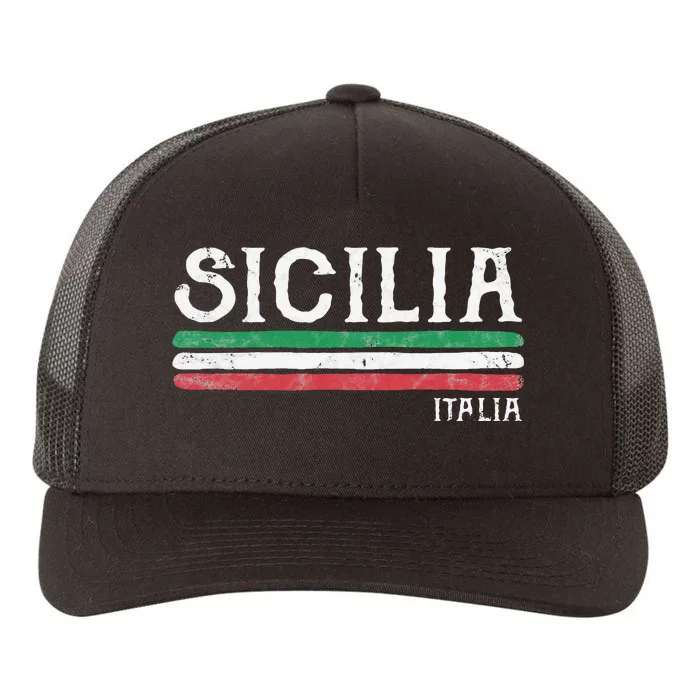 Vintage Sicilia Italy Italia Souvenir Italian Sicily Yupoong Adult 5-Panel Trucker Hat