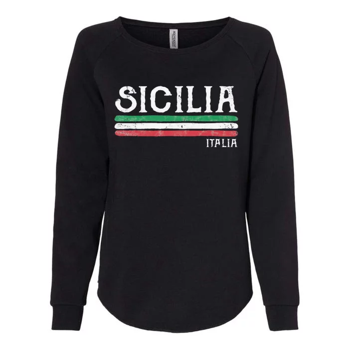 Vintage Sicilia Italy Italia Souvenir Italian Sicily Womens California Wash Sweatshirt