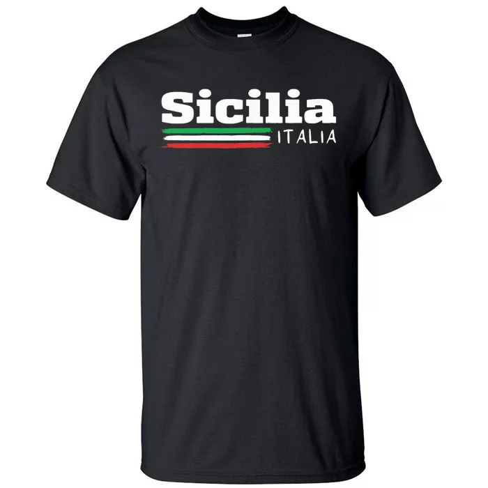 Vintage Sicilia Italia Sicily Italian Flag Italy Souvenir Tall T-Shirt