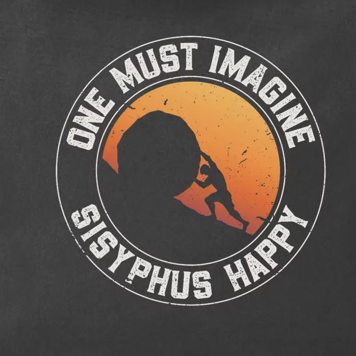 Vintage Sisyphus is Happy Quote The Myth of Sisyphus Zip Tote Bag