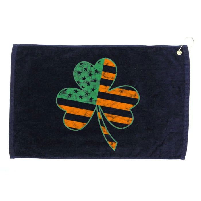 Vintage Shamrock Irish American Flag St Patrick's Day Gift Grommeted Golf Towel