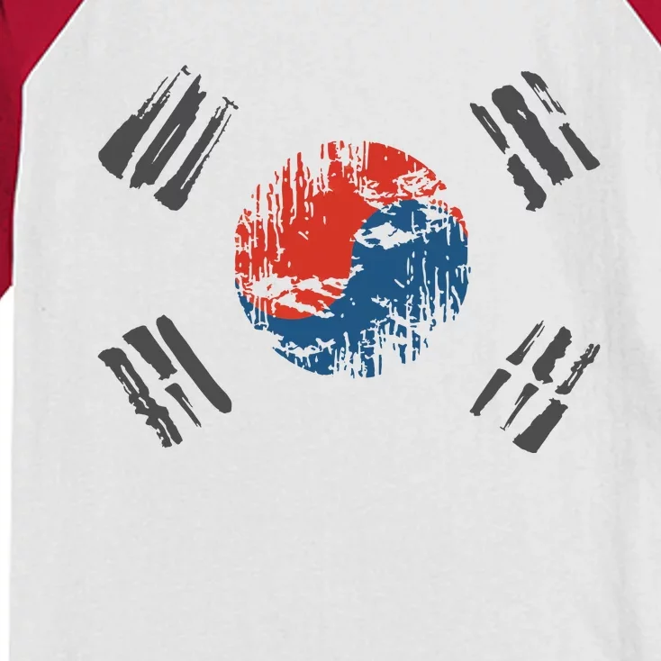 Vintage South Korea Flag Kids Colorblock Raglan Jersey