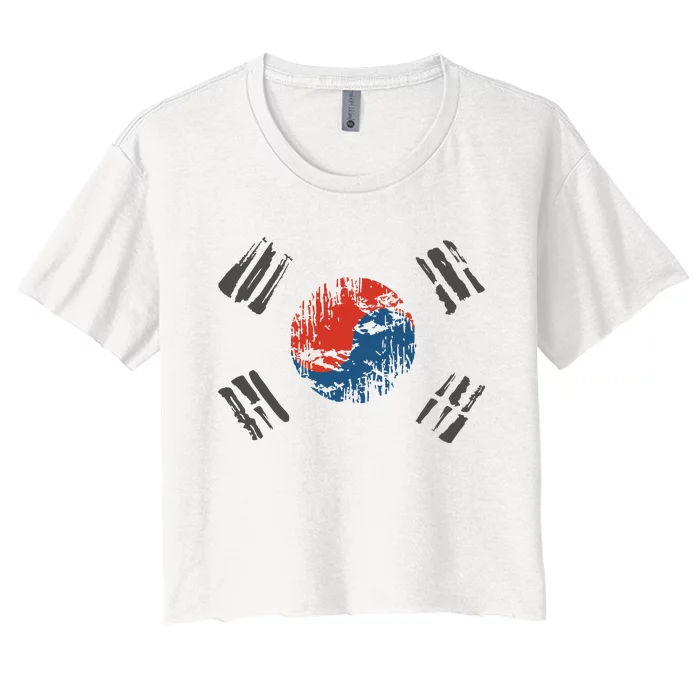 Vintage South Korea Flag Women's Crop Top Tee