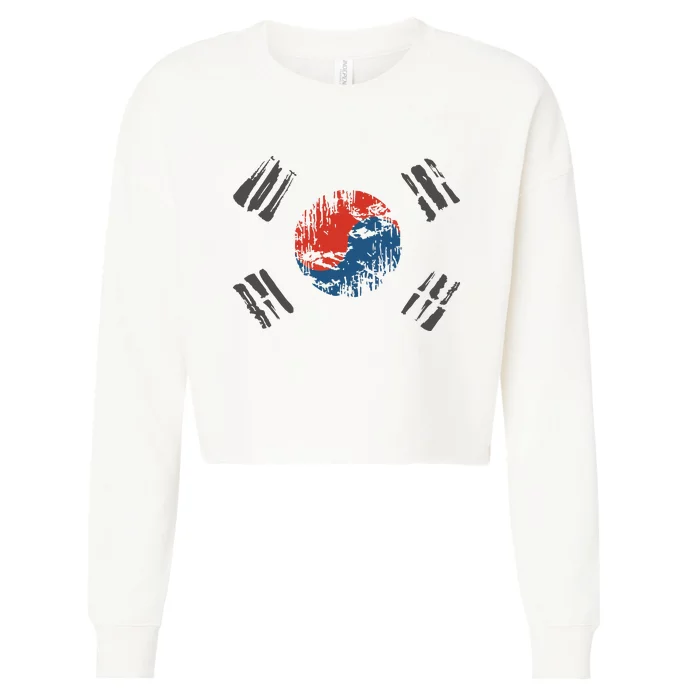 Vintage South Korea Flag Cropped Pullover Crew