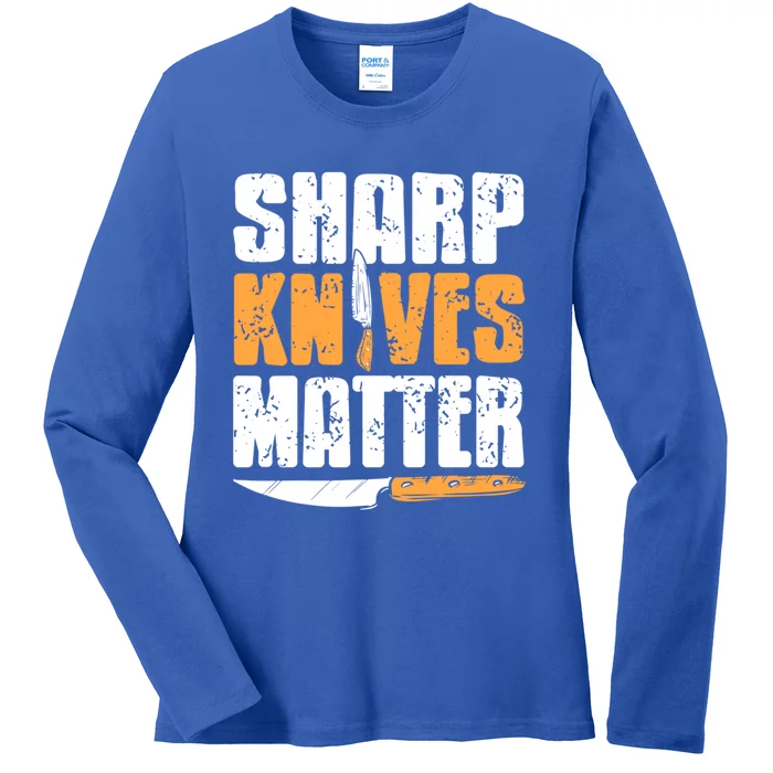 Vintage Sharp Knives Matter Cool Cooking Tee Present Gift Ladies Long Sleeve Shirt