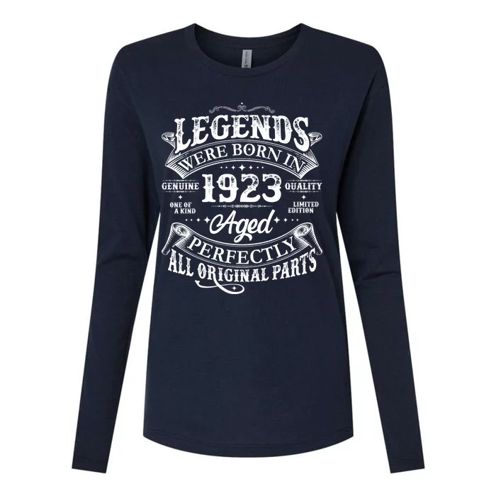 Vintage Scroll Legends Were Born In 1923 Aged Perfectly 100th Birthday Womens Cotton Relaxed Long Sleeve T-Shirt