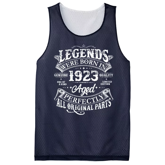 Vintage Scroll Legends Were Born In 1923 Aged Perfectly 100th Birthday Mesh Reversible Basketball Jersey Tank