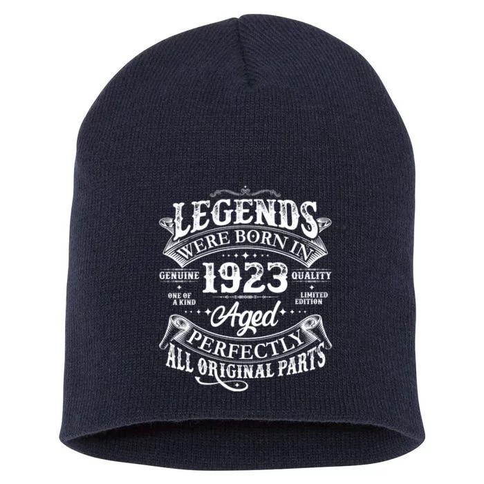 Vintage Scroll Legends Were Born In 1923 Aged Perfectly 100th Birthday Short Acrylic Beanie