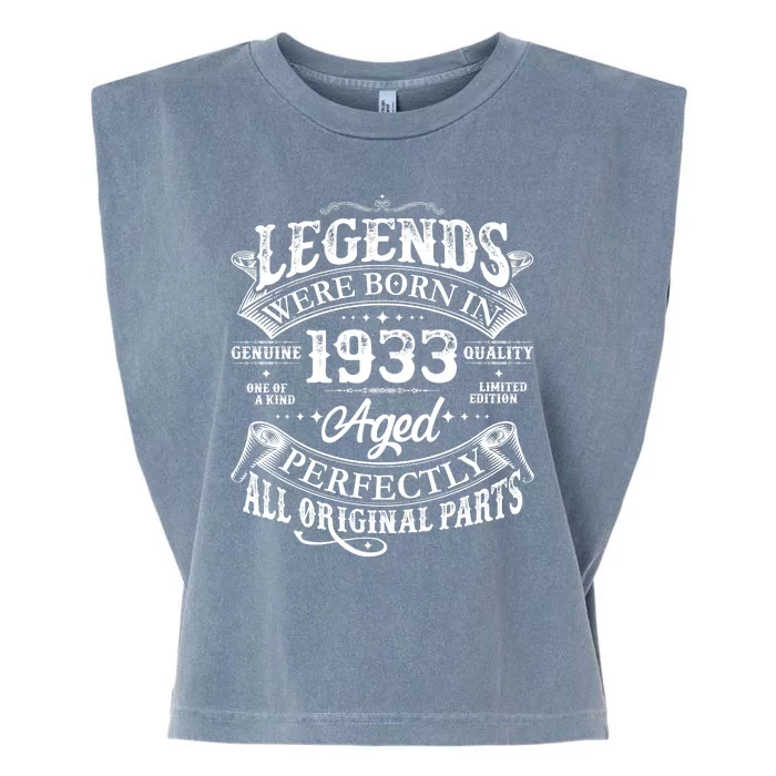 Vintage Scroll Legends Were Born In 1933 Aged Perfectly 90th Birthday Garment-Dyed Women's Muscle Tee