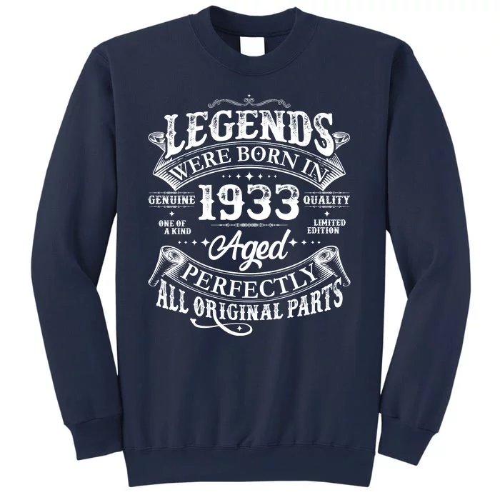 Vintage Scroll Legends Were Born In 1933 Aged Perfectly 90th Birthday Sweatshirt