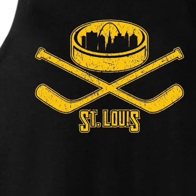 Vintage St. Louis Missouri Skyline Style Hockey Ladies Tri-Blend Wicking Tank