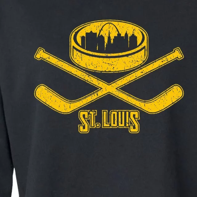 Vintage St. Louis Missouri Skyline Style Hockey Cropped Pullover Crew