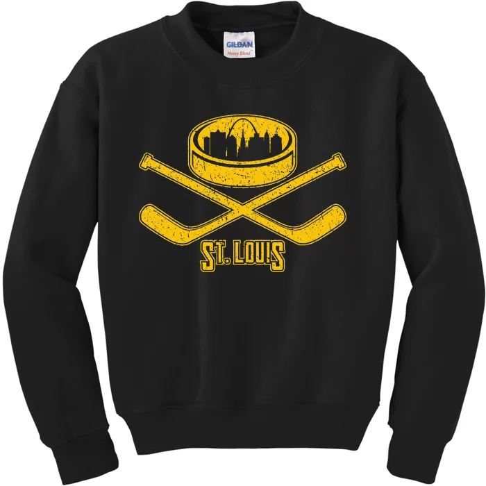 Vintage St. Louis Missouri Skyline Style Hockey Kids Sweatshirt